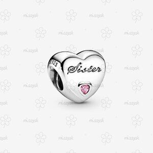 Pandora Sister's Love Charm in Sterling Silver & Pink CZ|Pendant